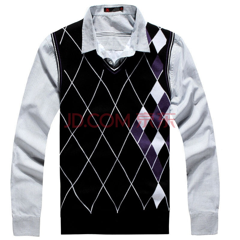 公子一派2011秋装新款V领菱形格子<em>针织马甲男</em>