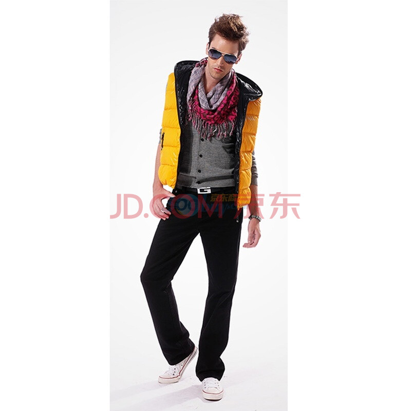 【雪中飞连帽背心<em>羽绒</em>服XR8003黄色L】雪中