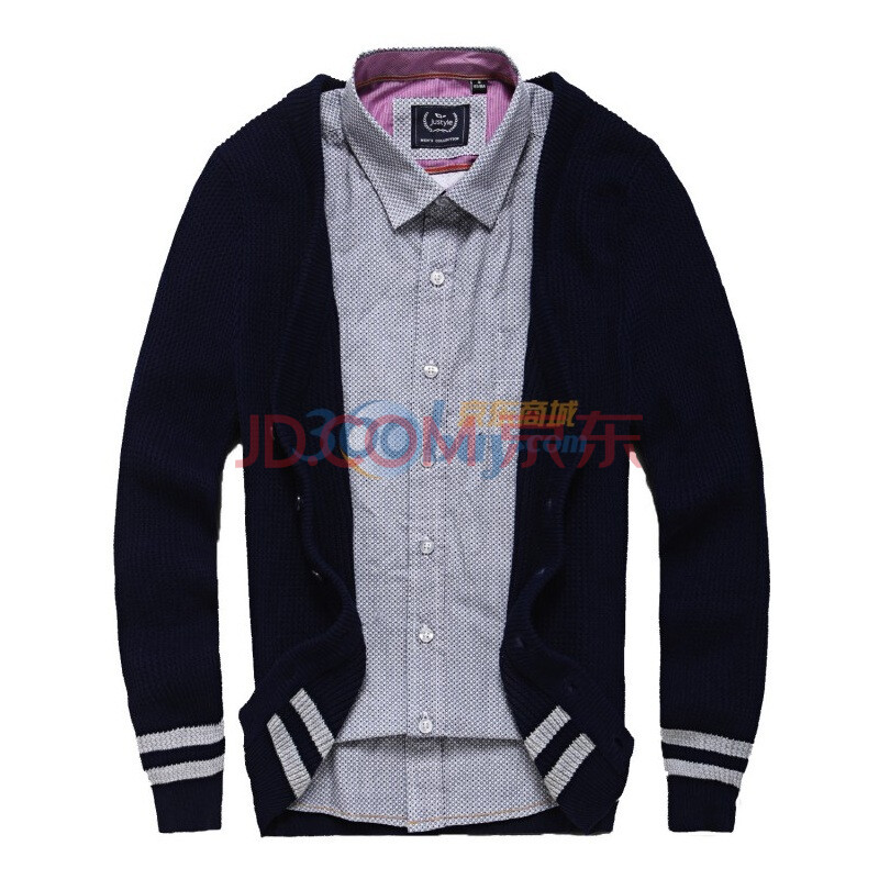 Justyle秋冬新品JD纯棉V领男士<em>针织开衫男款</em>毛