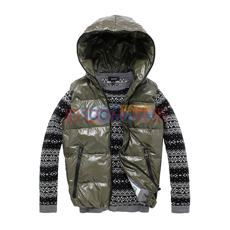 justyle多色<em>男士羽绒马甲</em>男款外套 45113077 绿