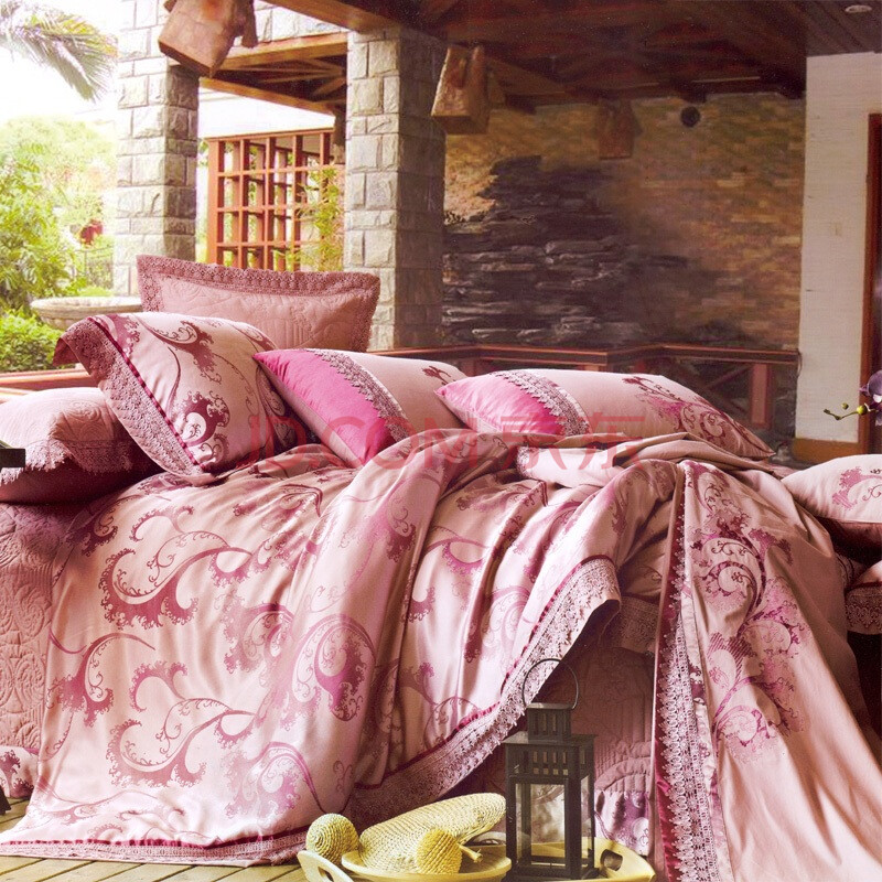 安意道全棉斜纹里料仿真丝被面床上用品四件套