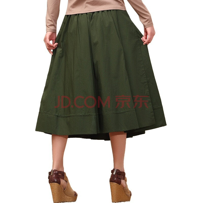 茵曼 INMAN 2012春装新款分割褶皱<em>纯棉</em>长款半