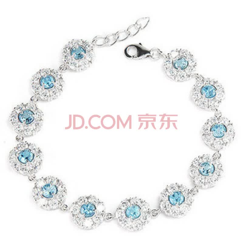 易燃火山<em>水晶</em>饰品 纯银蓝黄玉手链 <em>水晶 女</em> 韩版