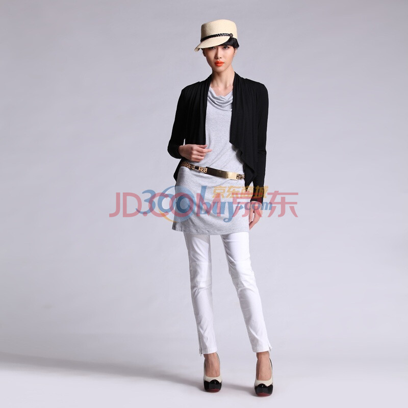 沃谷 春装新款<em>开衫披肩外套</em> 上衣 <em>黑色</em> xl<em>图片</em>