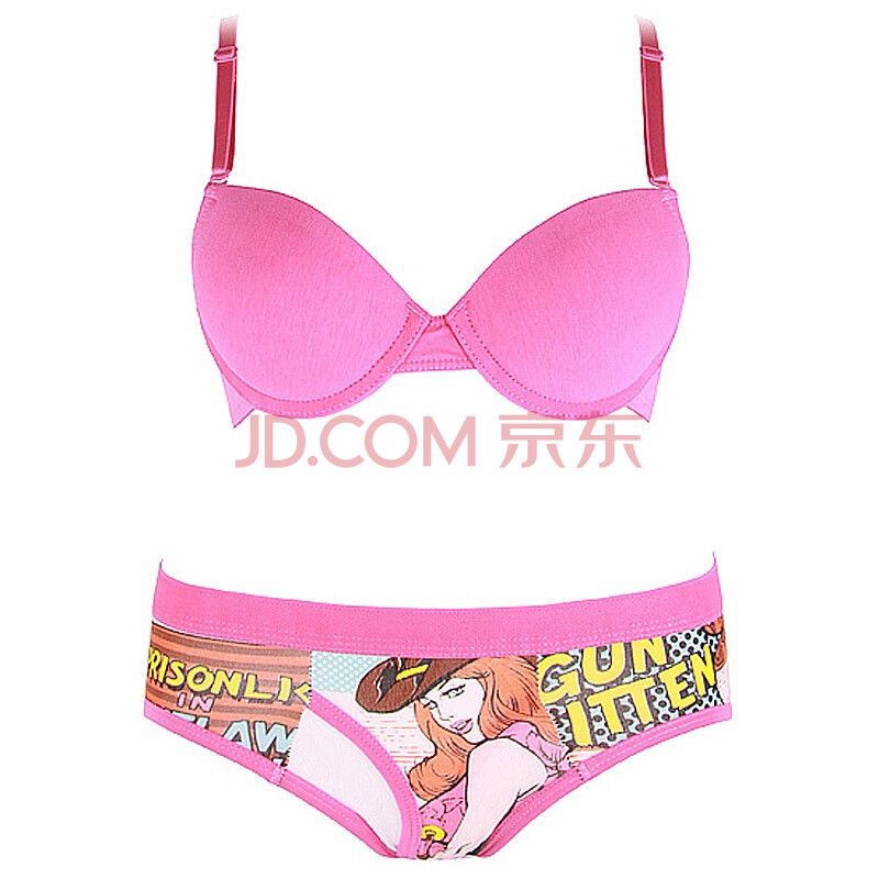 3/4杯聚拢型百变卡通可爱少女<em>文胸</em>及<em>内裤内衣</em>