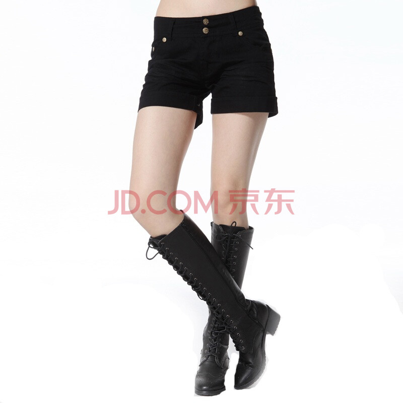 <em>唐狮</em>女休闲<em>短裤</em>108641605 黑色 27图片