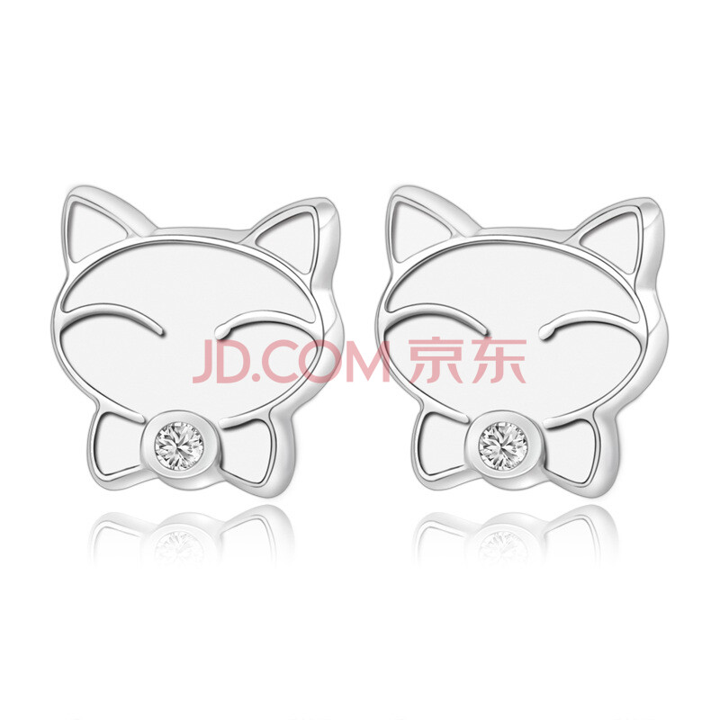 卡当 守护猫咪 <em>纯银耳钉图片</em>