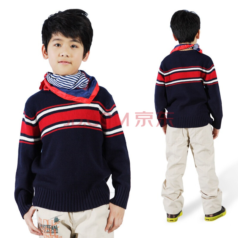 吉象贝儿 2012春装新款童装男童<em>条纹</em>针织毛衫