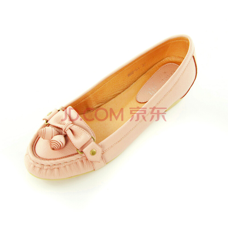 gracegift甜美圆球蝴蝶结内增高舒适时尚平底女单鞋899-s1 粉色 37