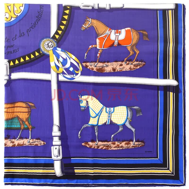 【<em>爱马仕</em>围巾】HERMES <em>爱马仕 女士</em>蓝色十匹