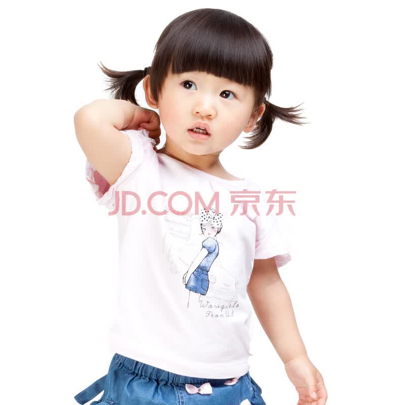 哇喔哇喔童装 夏装新款 0-<em>5岁女童</em>圆领短袖T恤