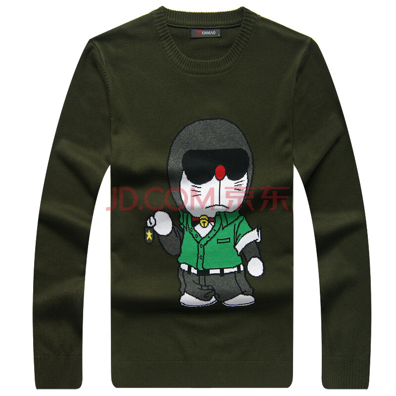 心鸟本色 时尚经典卡通男式<em>针织</em>衫 <em>机器</em>猫图案