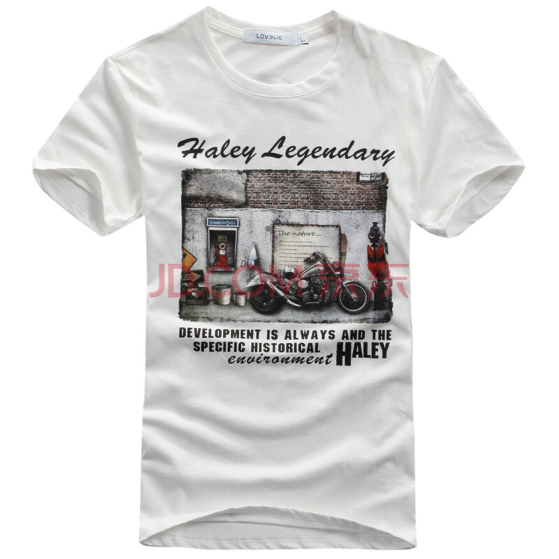 LOVINJK 男士夏装短袖衫男韩版修身t恤印花摩