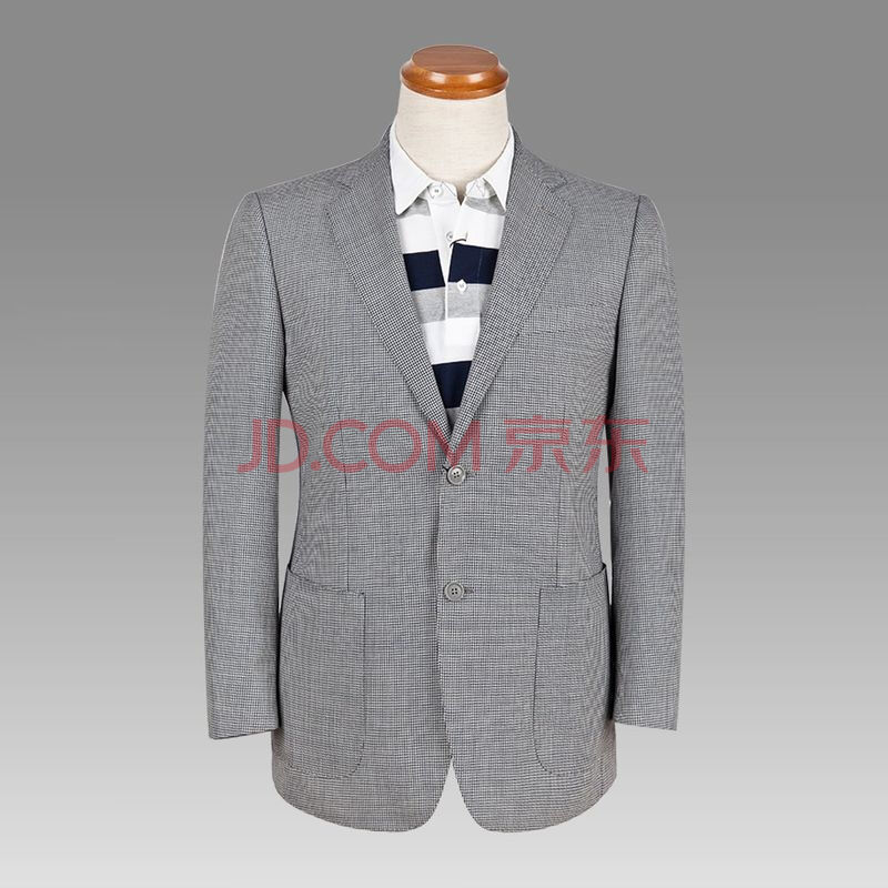 浪登 格子男装休闲西装外套2013春新品浅灰高