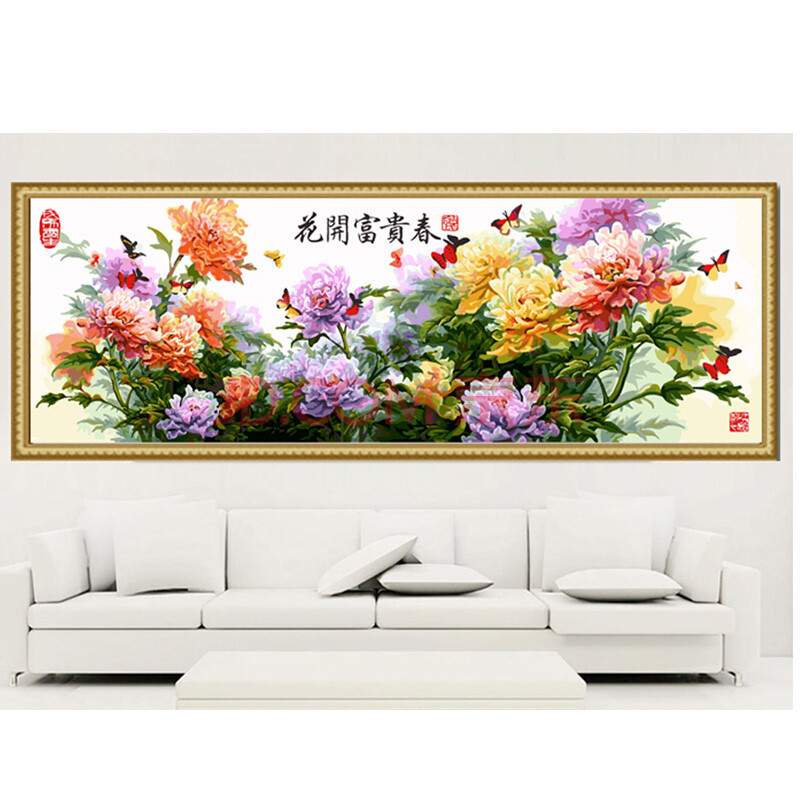 数字油画花开富贵春牌子好不好 数字油画三联