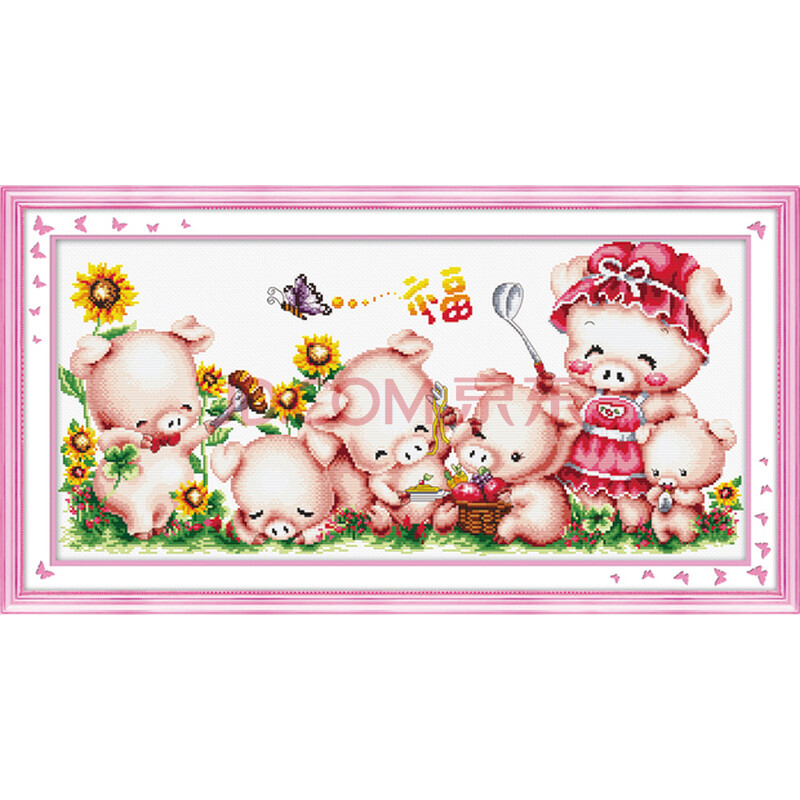 动物一窝猪大幅客厅大画最新款