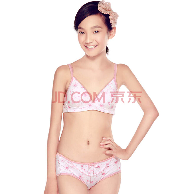 无钢圈纯棉发育少女收副乳学生内衣文胸套装