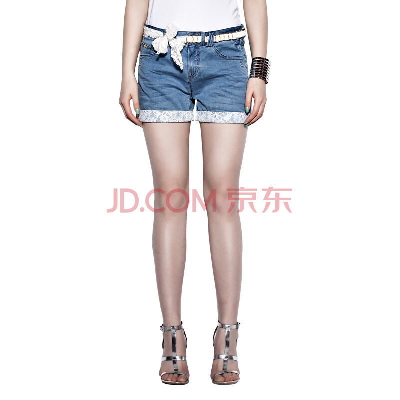 ONLY蕾丝卷边女<em>短裤L</em>|113243004 210洗水牛