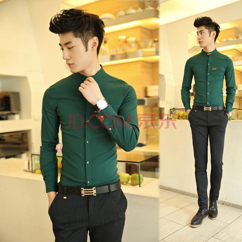 新款夜店<em>理发店工作服</em>韩版男士衬衣<em>发型师美发</em>