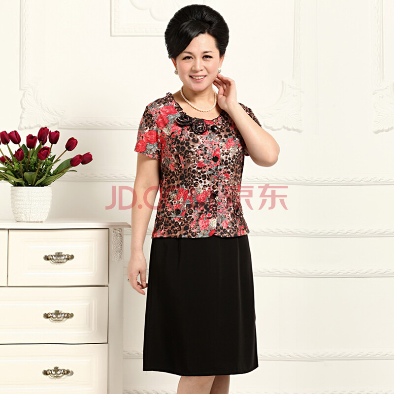 卡伊芙<em>中老年女装</em>夏装印花连衣裙<em>时尚</em>夏季中年