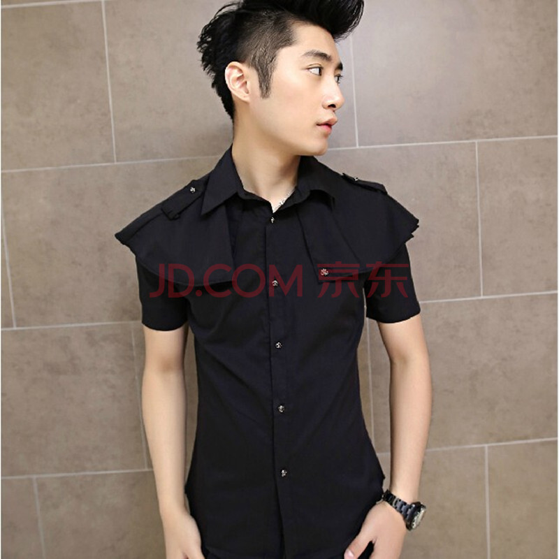 鹦鹏 2014夏季新款<em>韩版发型</em>师修身<em>男</em>衬衣<em>时尚</em>