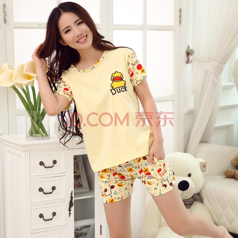 香港康谊 <em>少女睡衣夏</em>女纯棉短袖<em>短裤</em>夏天卡通
