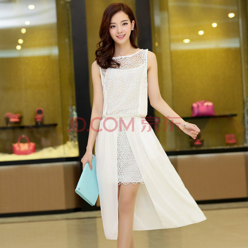 花噜噜2014夏季新款<em>背心裙 韩版</em>修身镂空雪纺