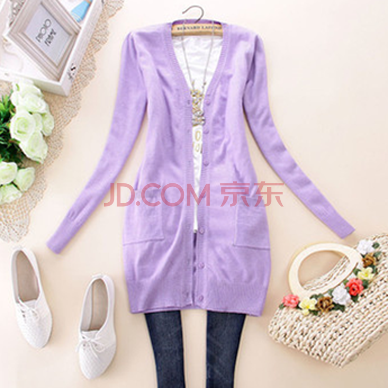 2014新款春装<em>羊绒衫</em>女士V领中<em>长款羊绒衫开衫</em>