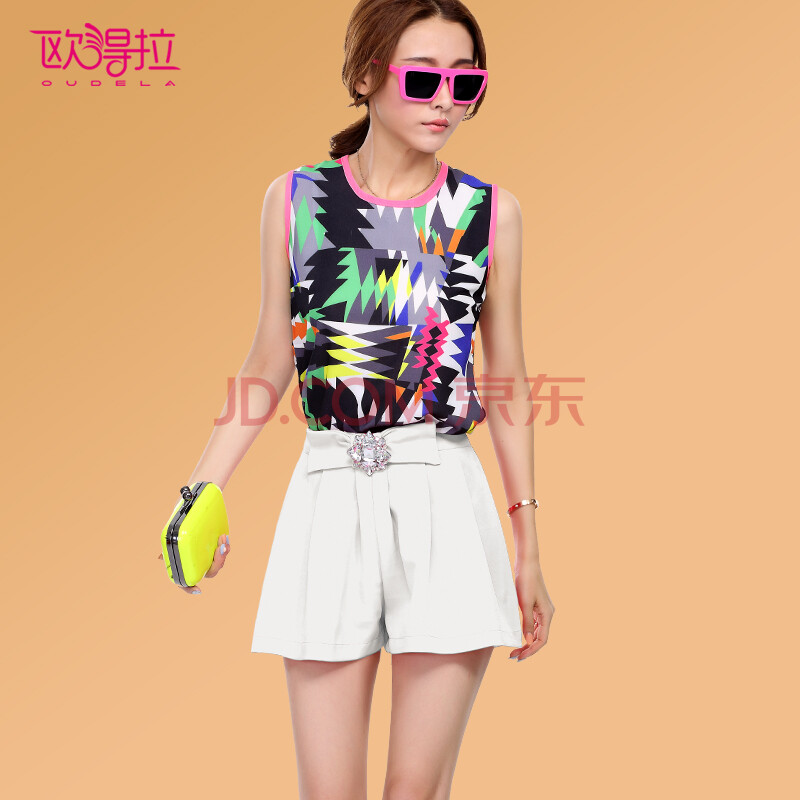 <em>欧</em>得拉 新款2014<em>女短裤</em> 夏季韩版修身蝴蝶结喇