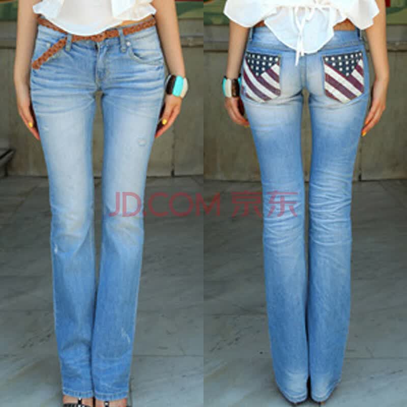 2014 春 夏装 韩版新款时尚<em>破洞牛仔裤</em> 瘦腿提