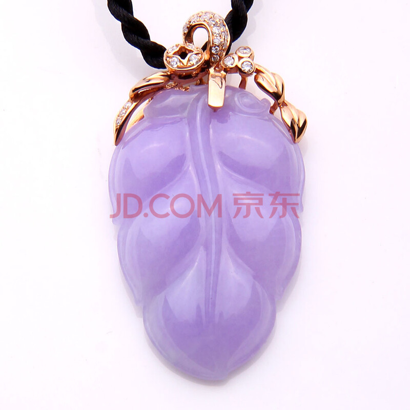 冰糯种缅甸翡翠紫罗兰树叶女士吊坠天然a货玉