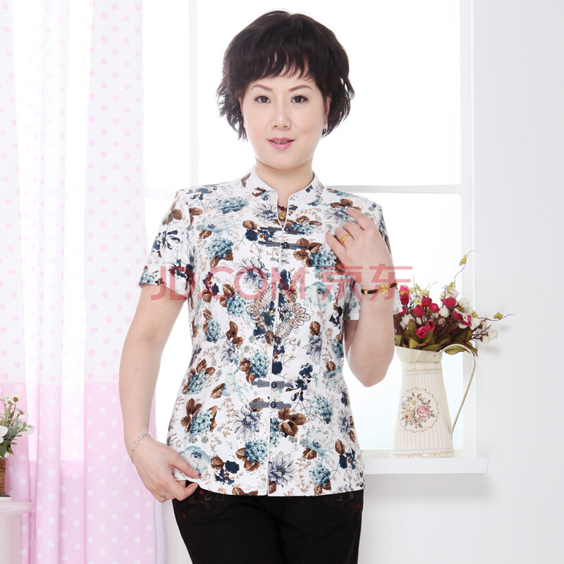 2013夏季新款中老年<em>女装</em>唐装立领<em>短裤</em>衬衫 老