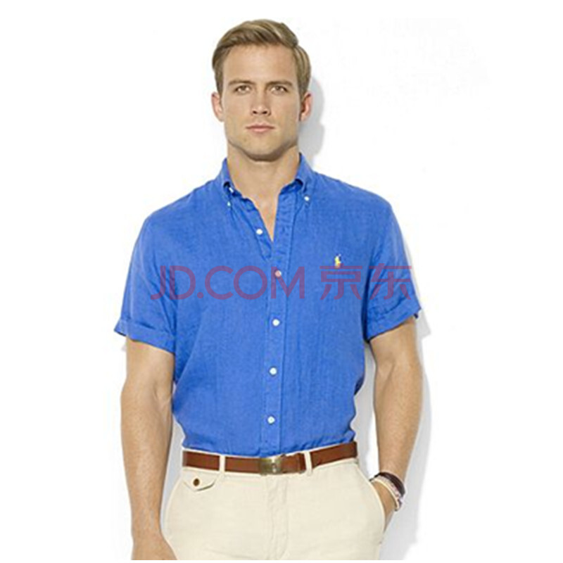 拉夫·劳伦 Ralph Lauren 男士纯色亚麻瘦身短