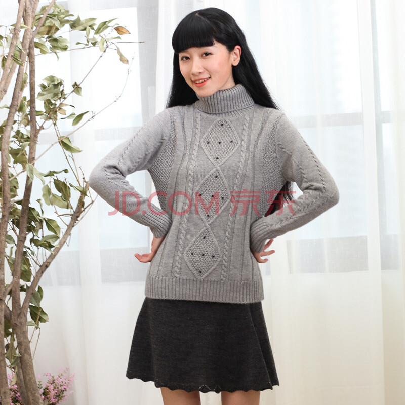 栗子鹤 2014春款<em>高领毛衣</em> 套头高领复古修身手