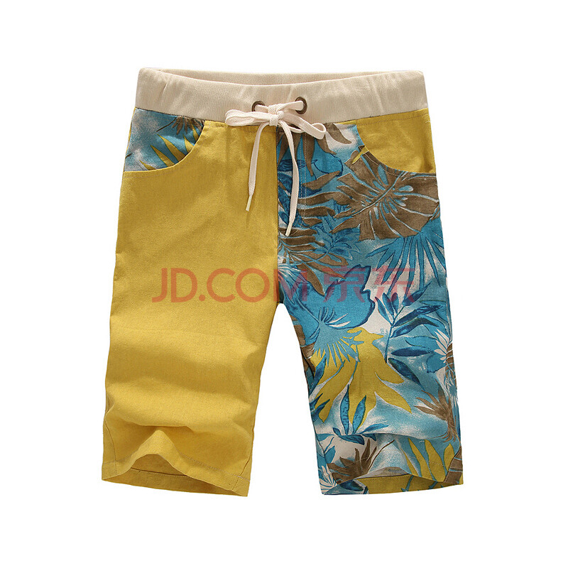 装新款 百搭个性印花大码男士系带休闲<em>短裤L</em>0