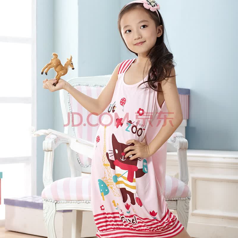 2014夏季睡裙 清爽卡通儿童<em>睡衣</em> 宽肩<em>吊带女童</em>