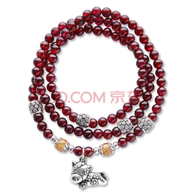 YYUE 天然石榴石3圈手链 女款 十二生肖十二星