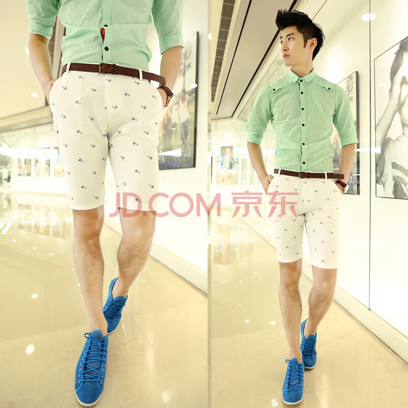 木堤 2014夏装男装潮男<em>复古</em>单车<em>印花短裤</em> 清爽