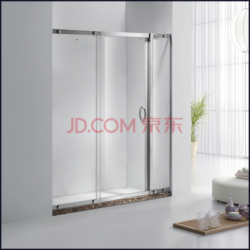 迪玛一字淋浴屏风 隔断 304#不锈钢 钢化玻璃 