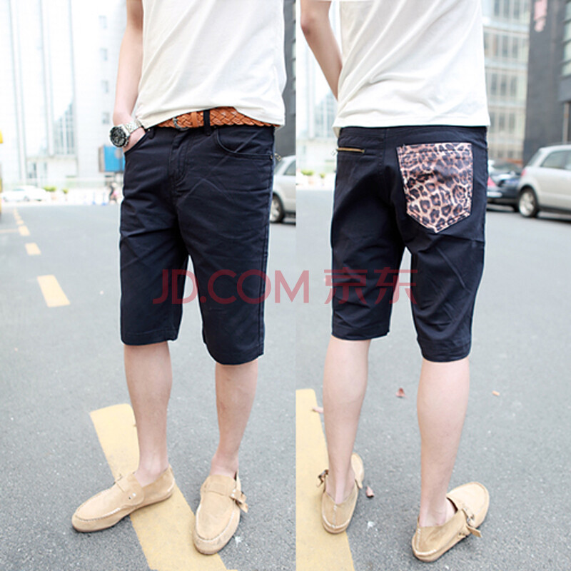 himto 2014夏装新款韩版<em>男士</em> 豹纹口袋 宽松阔