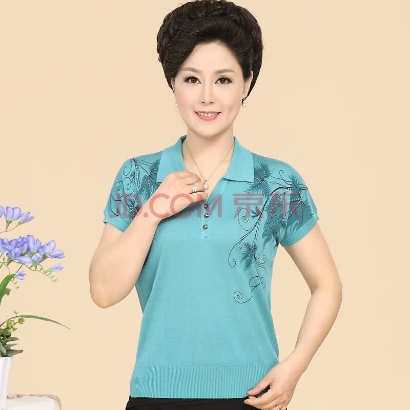 2014<em>夏装</em>新款中老年女装短袖针织衫中年妈妈