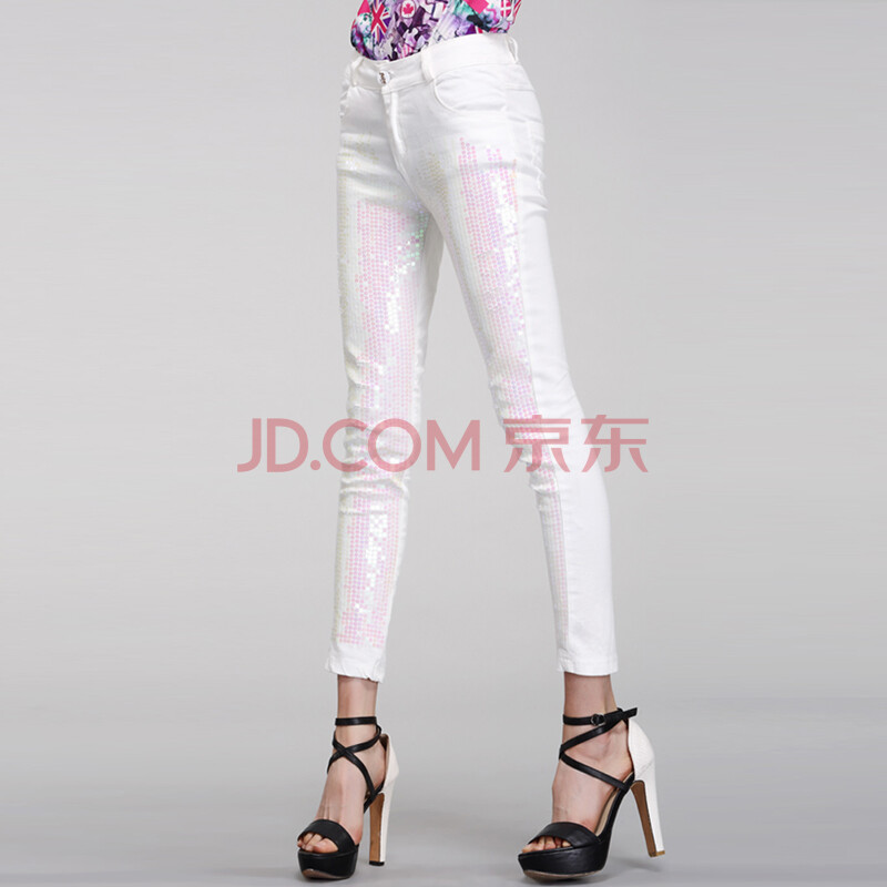 蓝魅<em>彩</em> 2014新款夏季<em>女裤</em>欧美范高端珠片绣弹