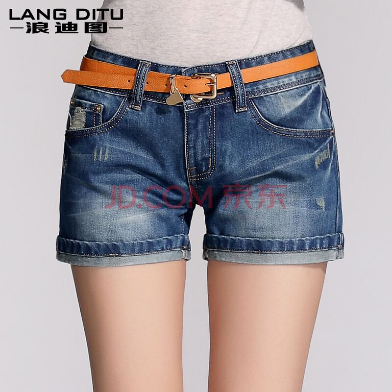 <em>浪迪图 牛仔短裤</em> 女 热裤 2014春装新款 韩版显