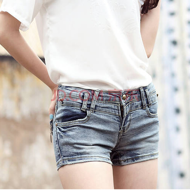 颜先森 2014夏装新款韩版低腰牛仔复古超短裤热裤3572 图片色 s