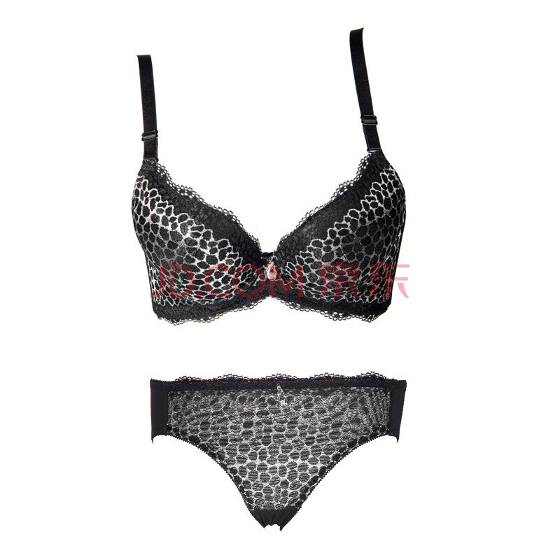平胸aa杯豹纹<em>胸罩</em>超聚拢性感<em>文胸套装加厚</em>女