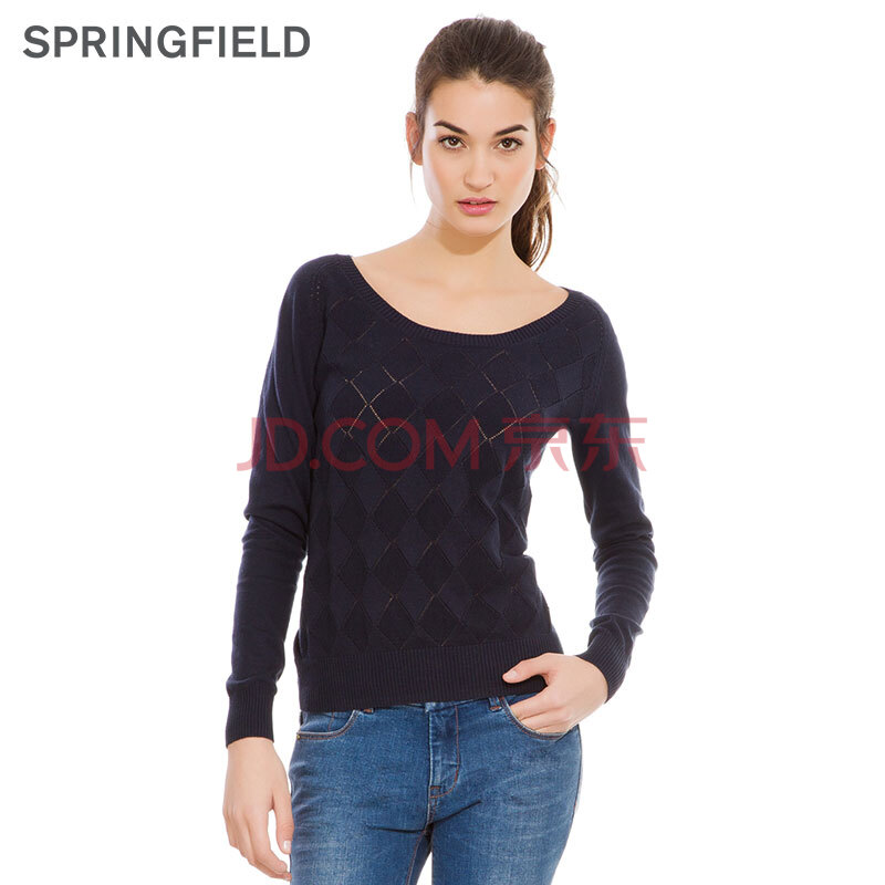 <em>SPRINGFIELD</em> 春装针织衫 纯棉<em>女装</em>长袖圆领针