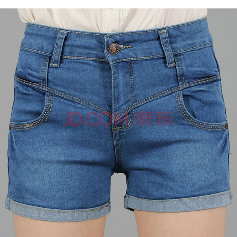 务杰 高腰牛仔<em>短裤</em> 蓝色 29图片-<em>京东商城</em>