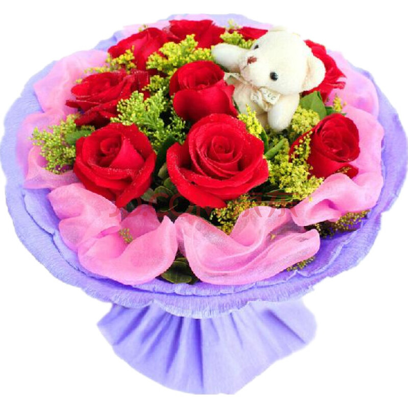 母亲节礼物9朵红玫瑰花送女友生日花束表白鲜
