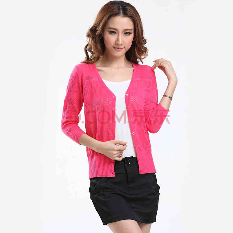 如云阁 2014春夏新装镂空勾花纯棉<em>薄开衫</em>七分