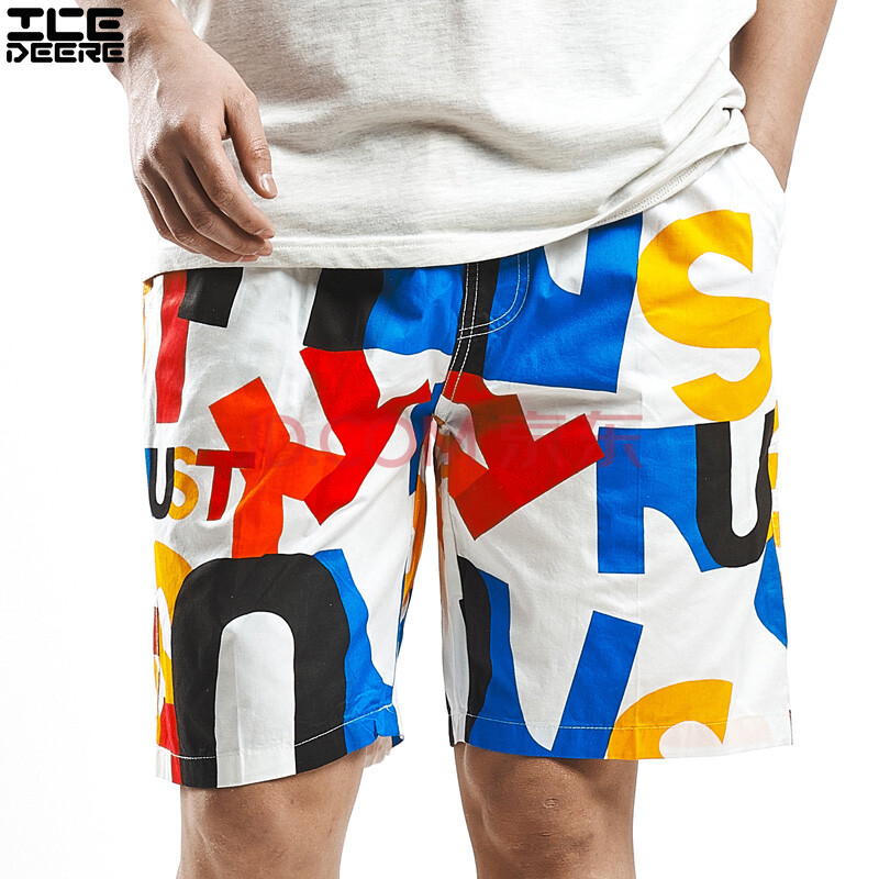ICEDEERE 潮夏新款英伦<em>英文</em>印花<em>短裤</em>男 男士